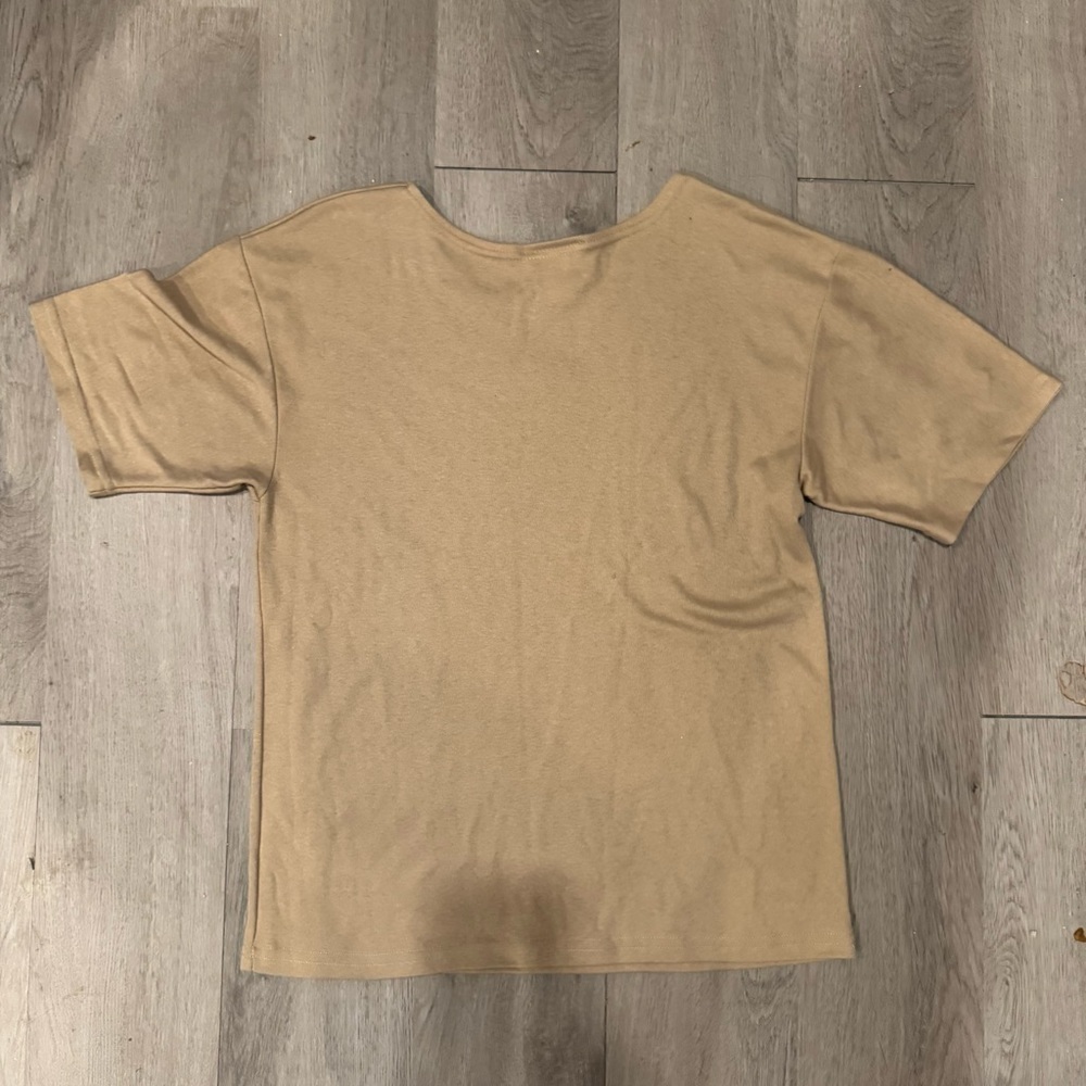 Cristin Steven’s Sport Women's Vintage Cotton T-shirt Tan w/Red Flowers Size Sm - Picture 4 of 5